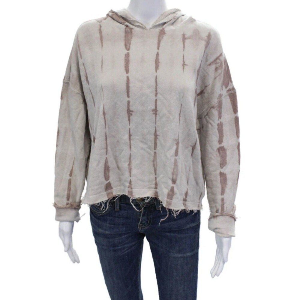 New Chaser Distressed Pullover Hoodie L Womens Sandbar Tie Dye NWT Linen Blend